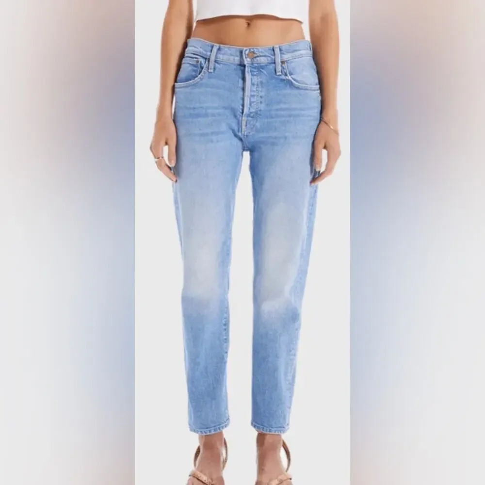 MOTHER The Scrapper High Rise Ankle Straight Jeans Camera Obsura Blue 31